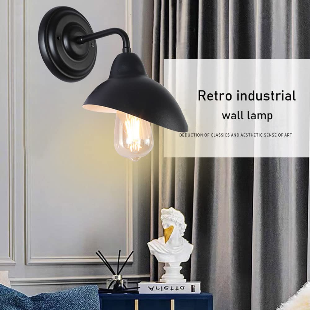 Zestaw 2 czarnych lamp ściennych w stylu vintage, z elastycznym ramieniem, w stylu retro, do salonu, sypialni, na strych lub na poddaszu.