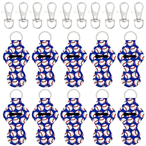 allydrew 10 Pack Chapstick Holder Keychain, Keyring for Lip Balm Lip Gloss Lipstick with 10 Pieces Metal Keyring Clasps, Play Ball