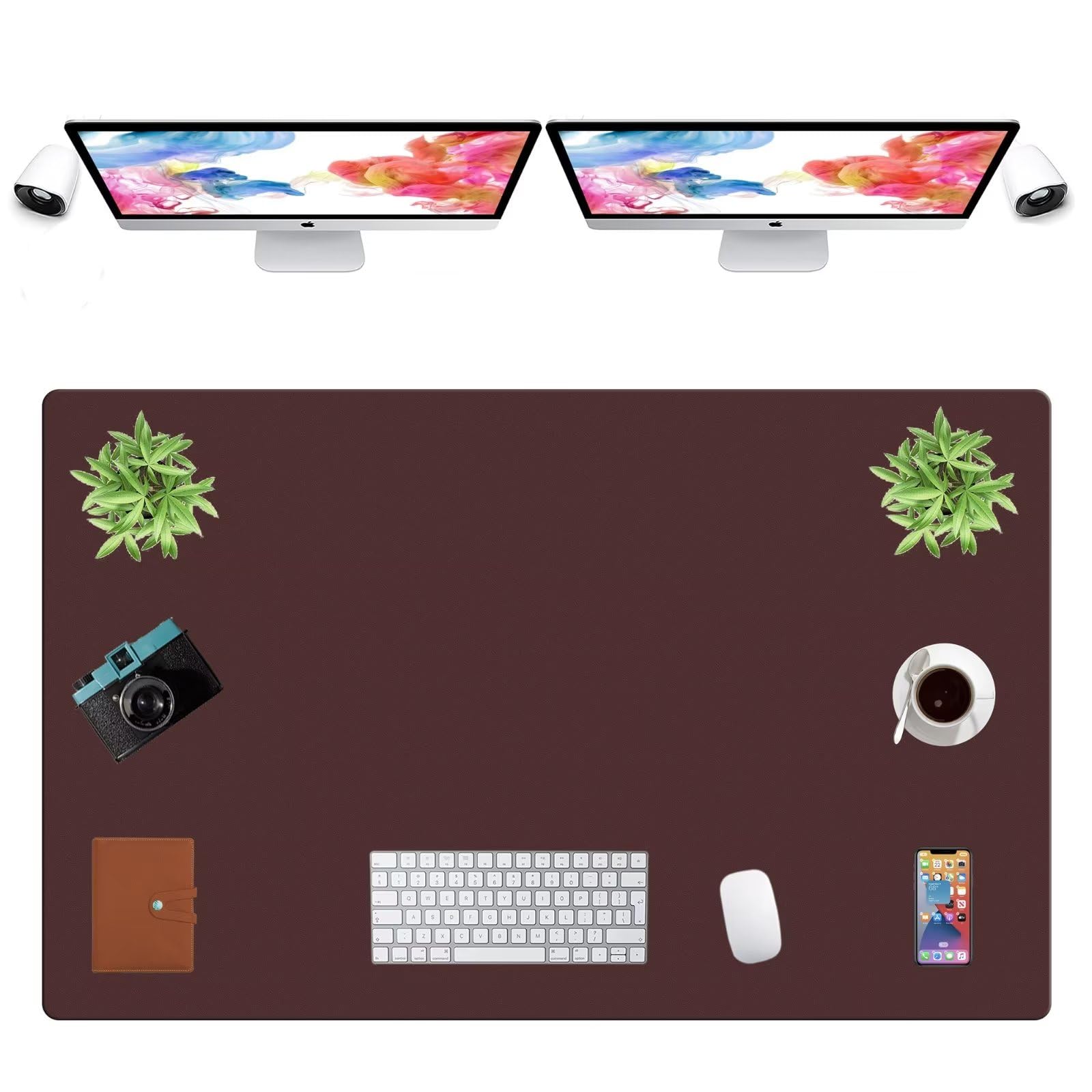 LL-COEUR Extra Large PU Leather Desk Mat Large Mouse Pad XXL Waterproof Table Mat Office Laptop Writing Pad (47.2 x 29.5 inch, Dark Brown)