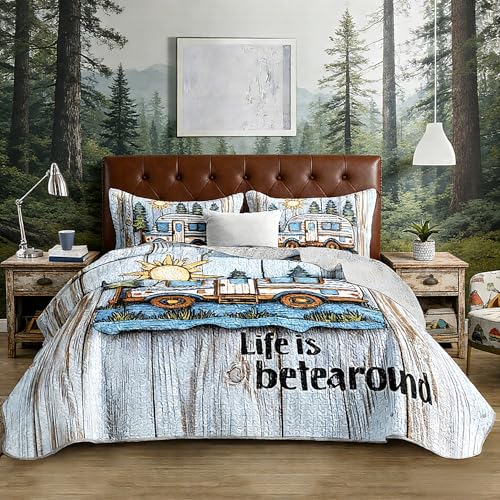 UEVBF Camping Trailer Bedding Set with 2 Pillowcases