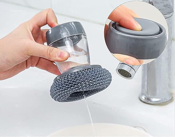 Hells Kitchen Stainless Steel Replaceable Wired Cleaning Scrubber Brush Pot Brush Dish Washing Brush with Plastic Handle Cleaning Tool (Pack of 1)