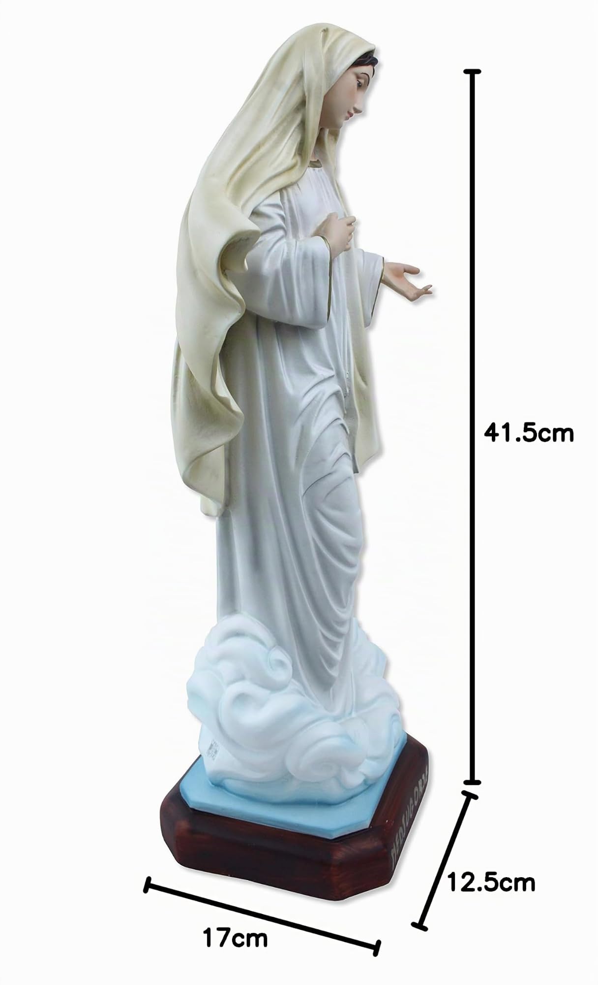 Proposte Religiose Statua della Madonna di Medjugorje in Resina Vuota. Altezza cm 40. Dipinta a Mano.