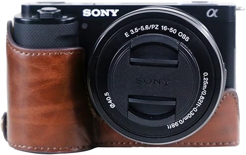 Miniatura 4 de Rieibi ZVE10 - Funda de piel sintética de calidad para cámara digital Sony ZV-E10 sin espejo, funda protectora de agarre con correa para Sony ZVE10,