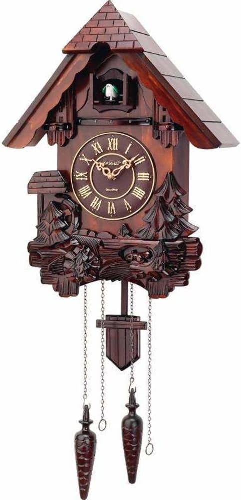 New Kassel Cuckoo Clock Hand Carved Wooden Accents Precise Quartz Movement Requires 2 D Batteries