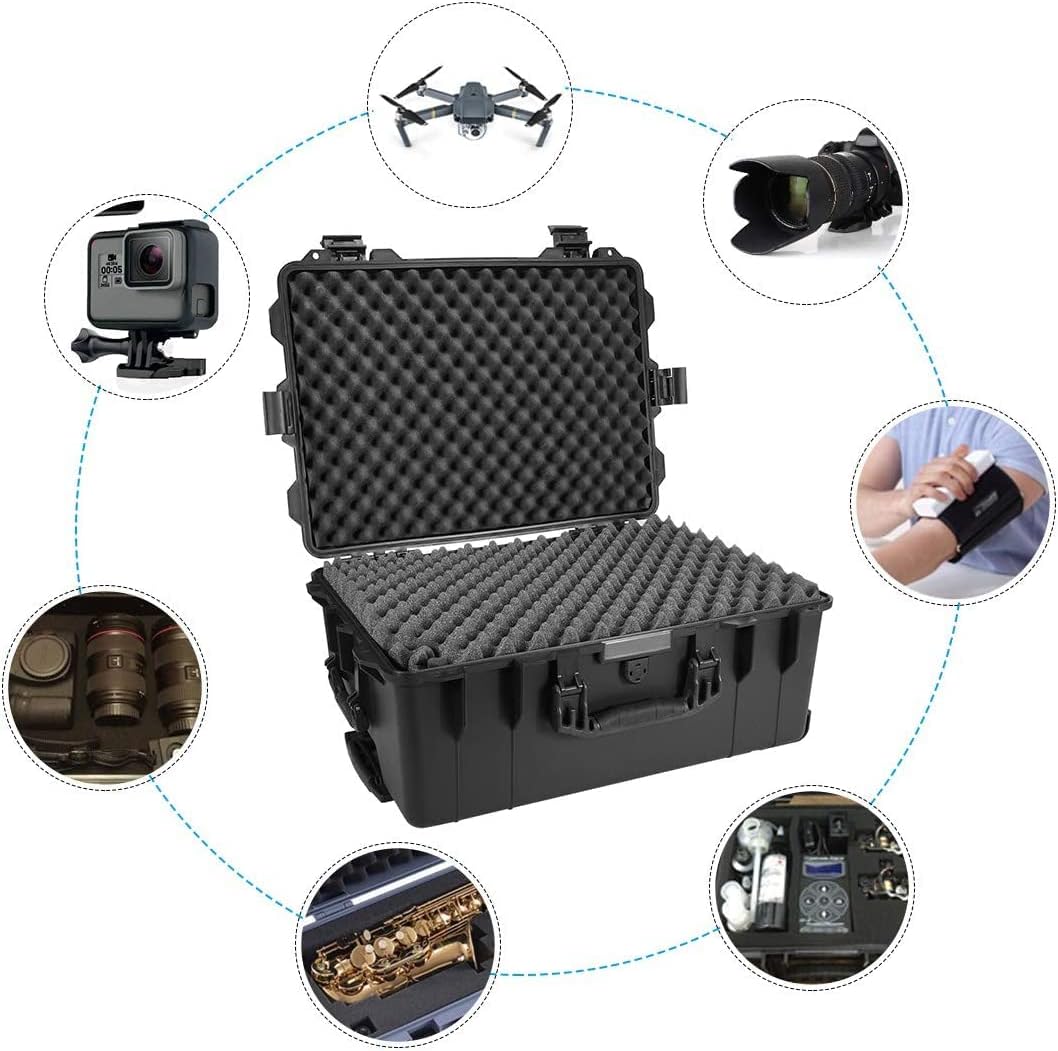 XYZOOM Watertight Carry On Hard Case with Foam Insert IP67 Protective Box 24.72" x 17.56" x 10.63"(68f0a f45f0 55475 27a05 60d77 0dd1a, Multiple Colors, L, Manual