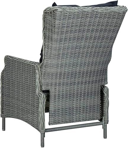 Miniatura 6 de Reclining Patio Chair with Cushions Poly Rattan Light Gray Patio Chairs. Outdoor Balcony Chairs Sillas para Comedor for Picnic Courtyard Living Room