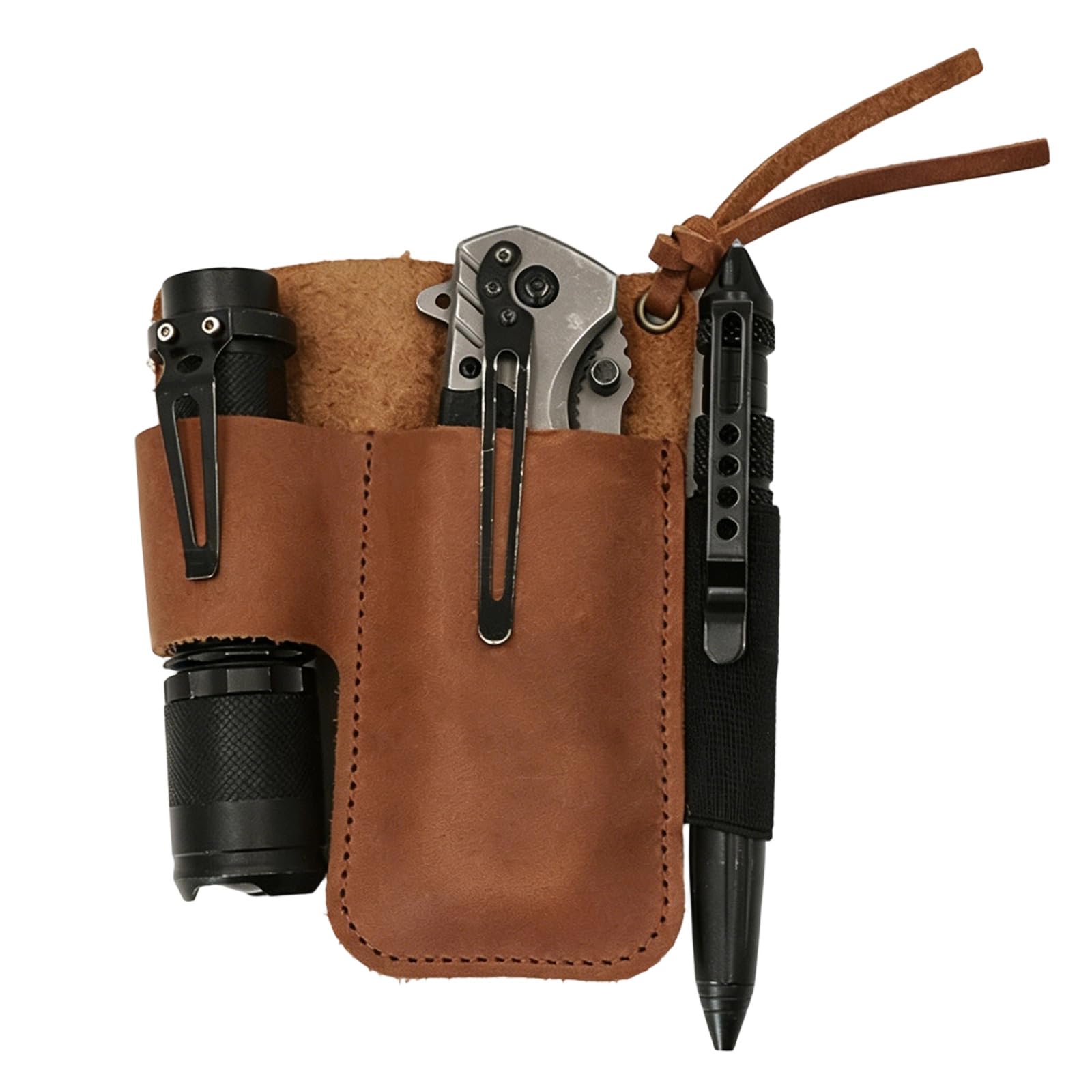 PU Leather Pen Holder Multiple Compartments Waist Pen and Utility Tool Organiser Pouches for School Offices Travel Use Leather Owner