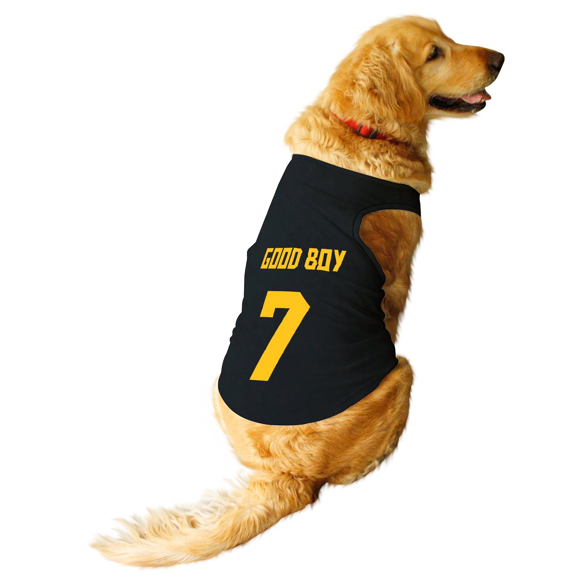 Ruse Pet Good Boy Jersey No.7 Printed Round Neck Sleeveless Dog Vest Tank T-Shirt/Tees Apparel/Clothes/Tees Gift for Dogs(Black) X-Small (Puppy) (B09DSWS4L3) Amazon Price History, Amazon Price Tracker