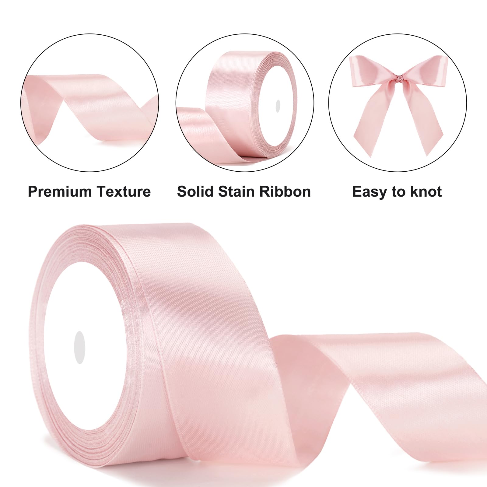 G2PLUS Baby Pink Satin Ribbons 40mm: Wide Fabric Ribbons for Gift Wrapping Crafting, Party Decoration & 22m - Image 3