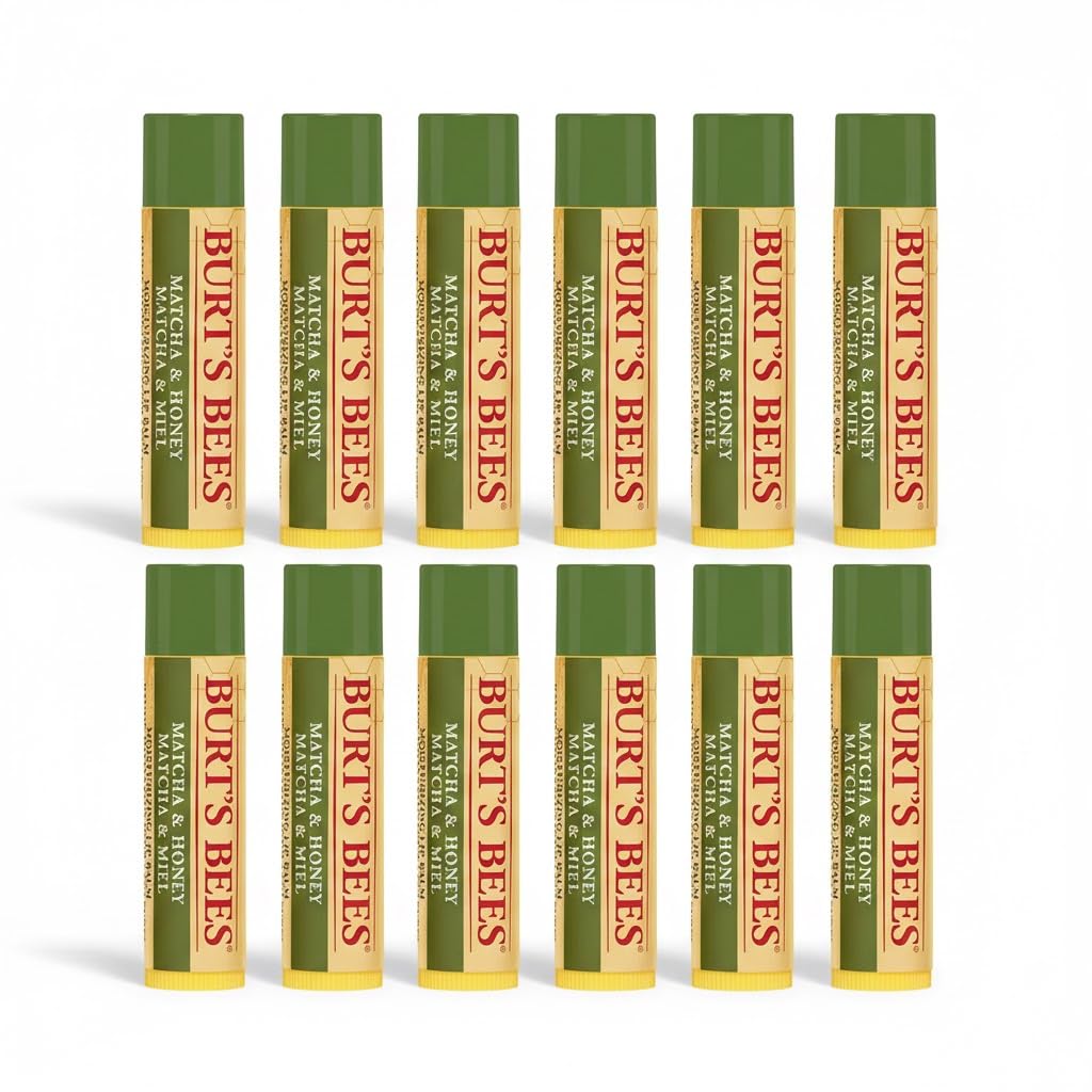 Burt's Bees Matcha and Honey Moisturizing Lip Balm .15 Ounce 100% Natural Origin (12)