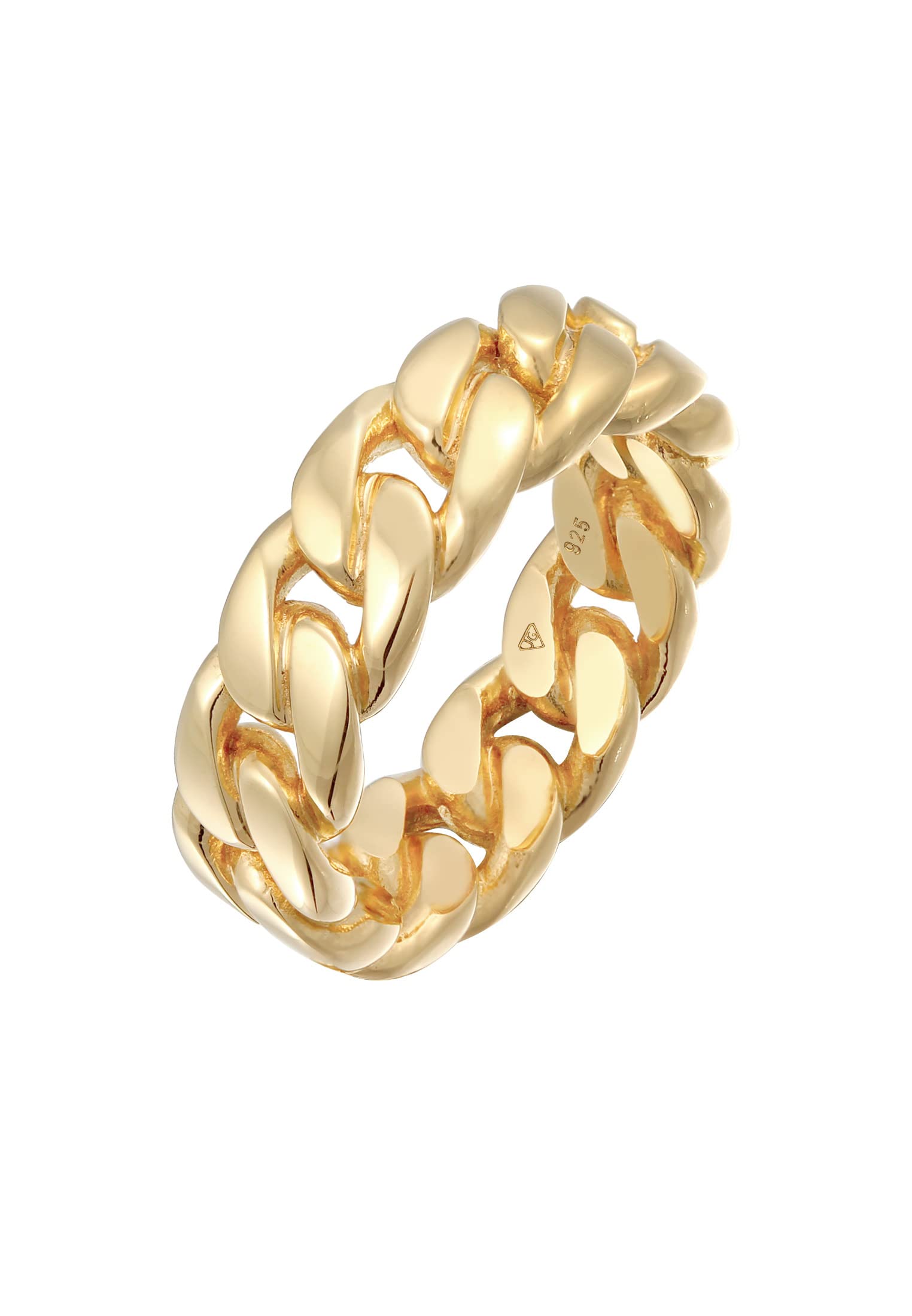 Elli Ring Ladies Chunky Chain Trend In 925 Sterling Silver Gold Plated