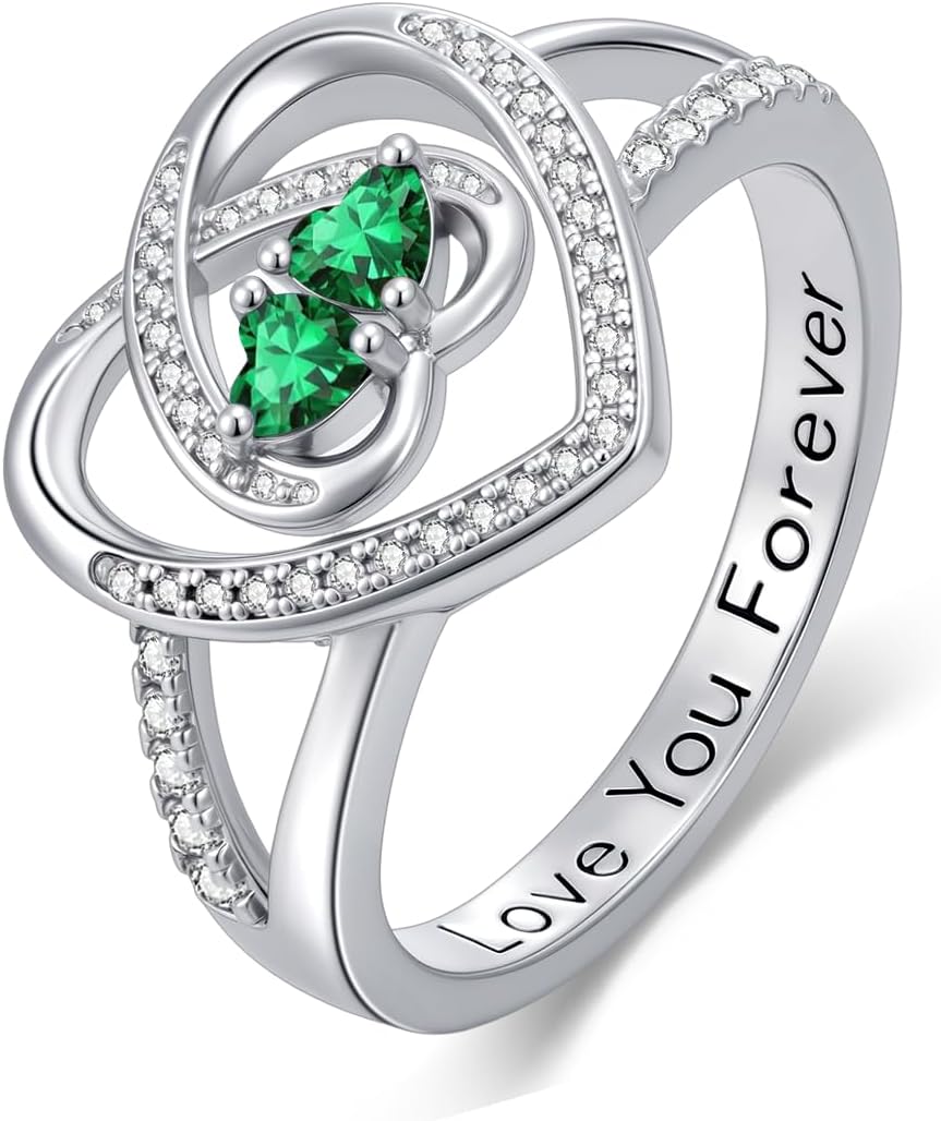 Rings for Women Birthstone Rings for Women Heart Statemet Engagement Eternity Weddi...