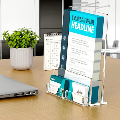Miniatura 6 de NIUBEE Paquete de 2 soportes acrílicos para folletos de 8.5 x 11 pulgadas, soporte de exhibición transparente para folletos con soporte para