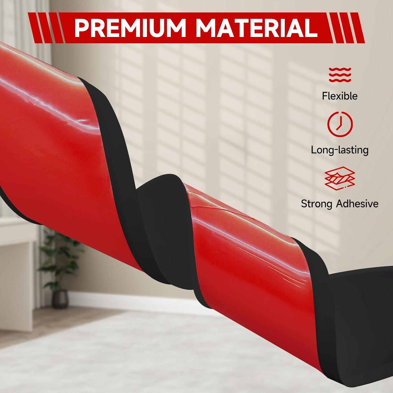 Vinyl Wall Base, 4 Inch(W) x 20 Feet(L) Flexible Baseboard Molding Trim, Self Adhesive Rubber Wall Base. (Black)