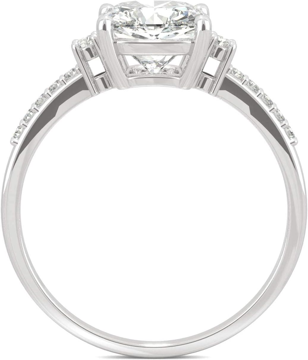 Charles & Colvard Created Moissanite 7mm Cushion Cut Engagement Ring for Women | 1.81 cttw DEW | Lab Grown | Solid 14K White Gold with Rhodium