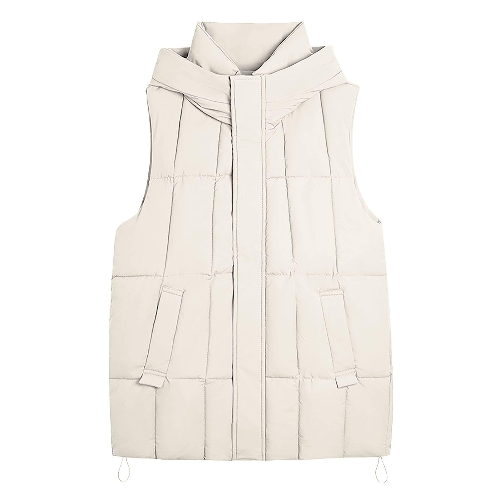 Genérico Chaleco Mujer Largo Invierno acolchado sin mangas chaqueta con cremallera de gran tamaño acolchada talla grande Plumas versátil al Aire Libre