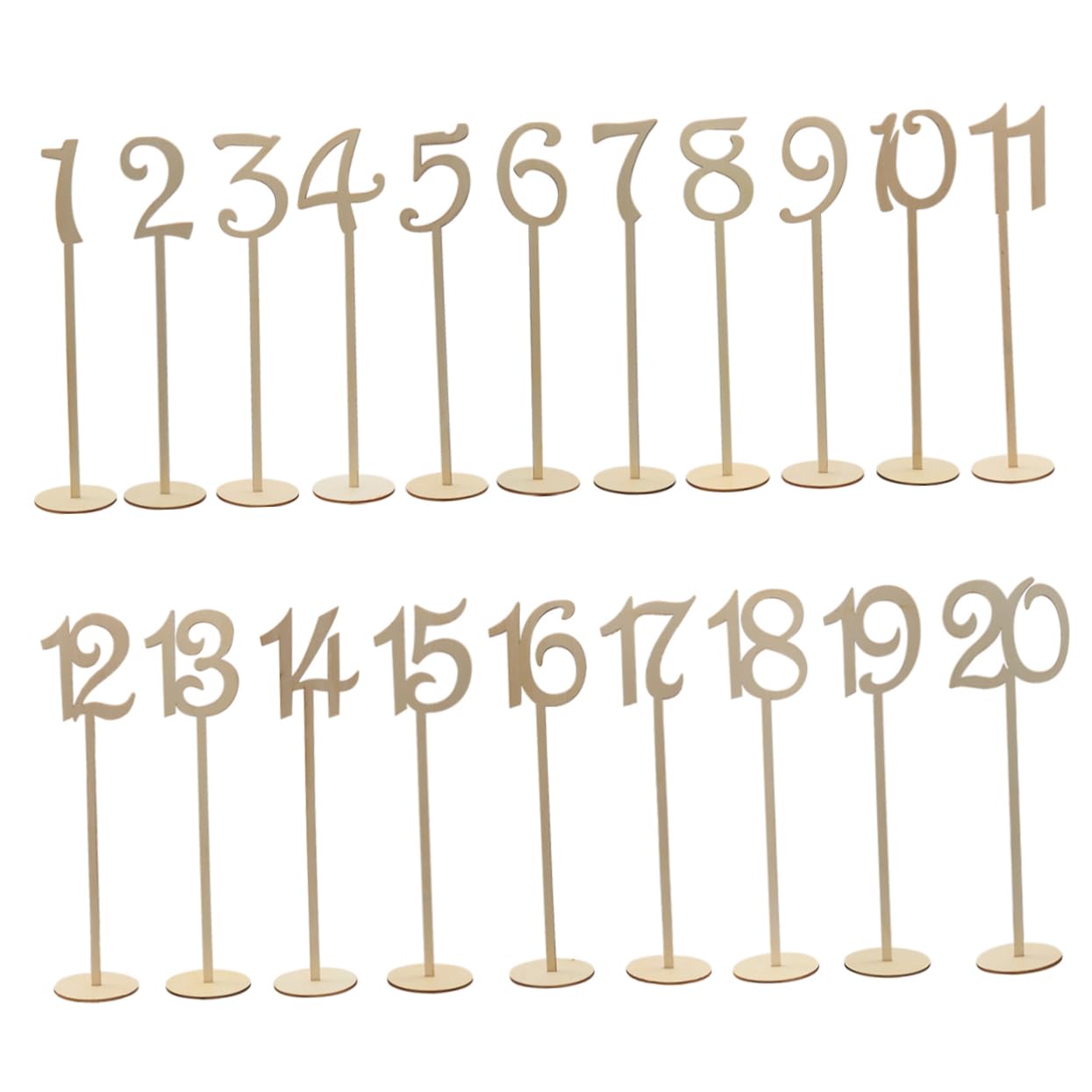 VINTORKY 20Pcs Wooden Table Numbers with Holder Wood Color Seating Assignments for Wedding Reception and Home Decoration Easy to Display Guest Tables