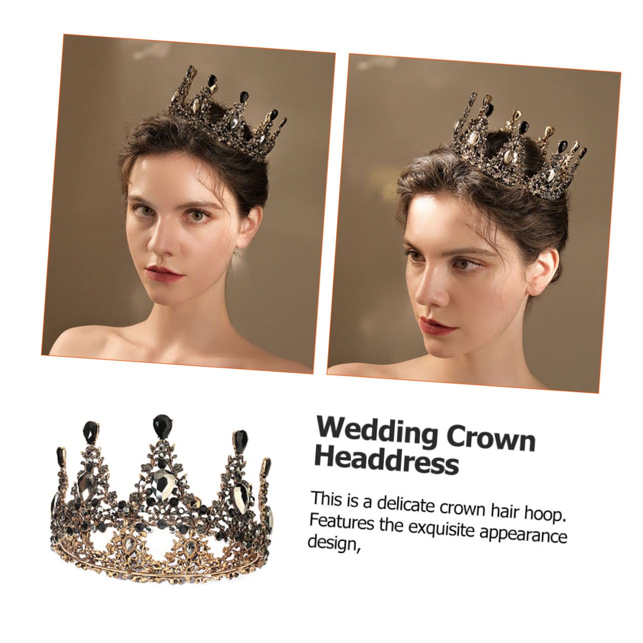 Retro Strass Tiara Kopfschmuck aus Legierung in Gold für Frauen | Brautkrone für Verlobung und Fototermin, Leicht Aufzusetzen und Abzunehmen, Fein Dekoriert