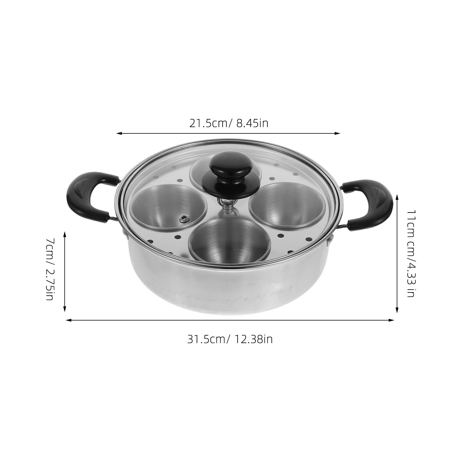 Operitacx Vaporera de Huevos de Acero Inoxidable para Cocina con 4 Tazas Desmontables y Tapa, Olla para Huevos al Vapor Adecuado para Desayuno en Casa