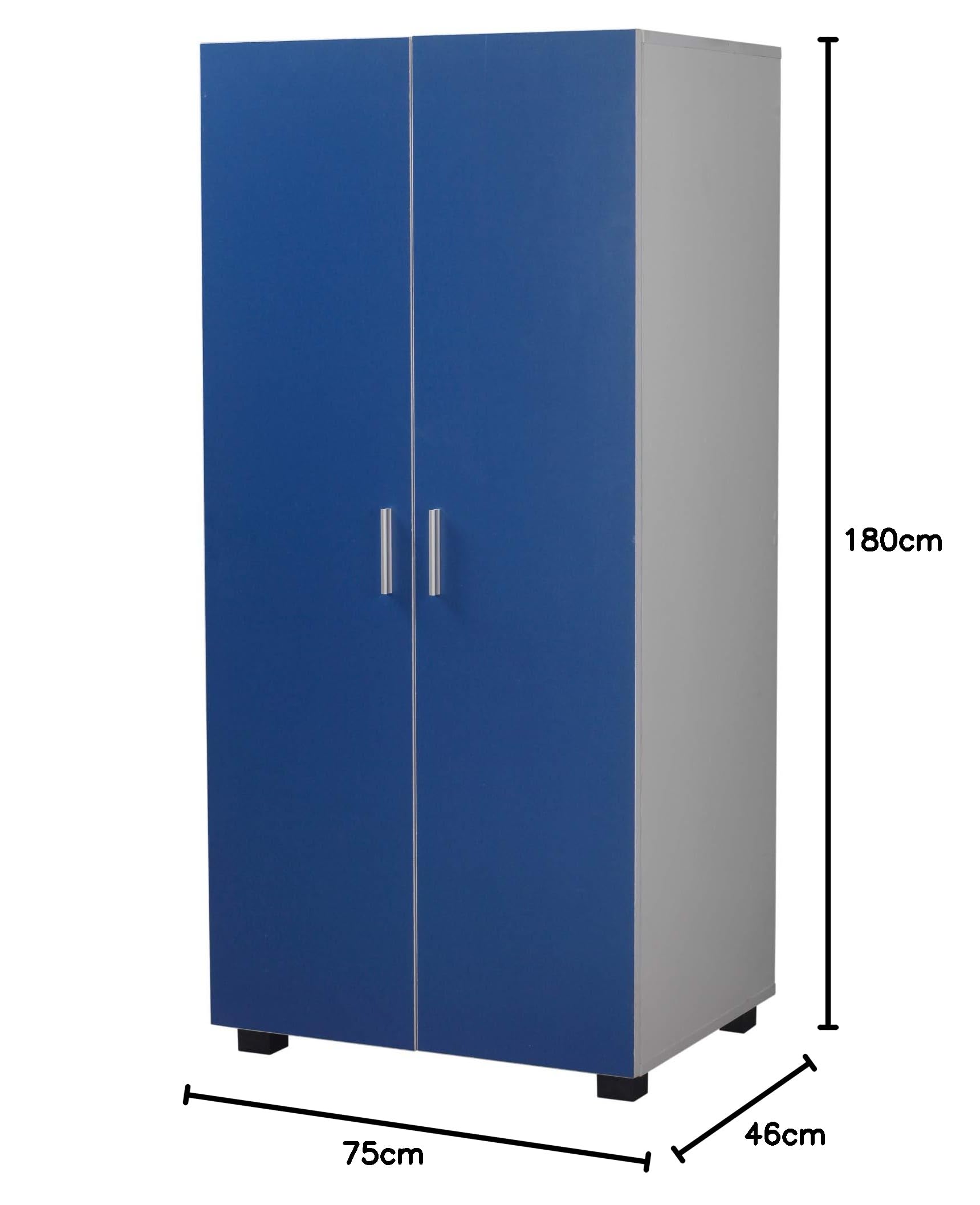 Orlando Armoire en bois à 2 portes avec 2 tiroirs pour chambre d'enfant Bleu