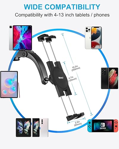 Miniatura 7 de woleyi Soporte para tablet de automóvil súper succión y estable Soporte para iPad para parabrisas de automóvil, ventosa, soporte de automóvil para