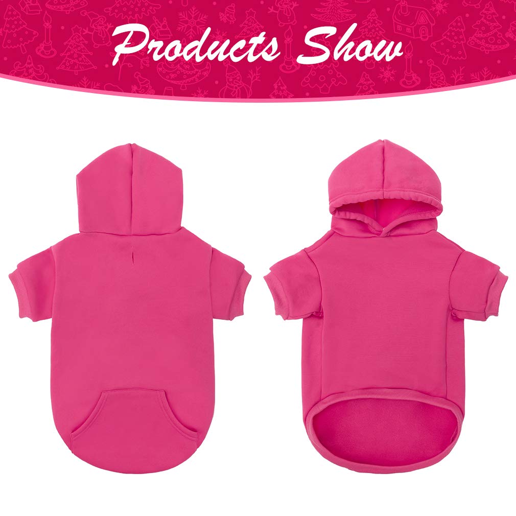 KOOLTAIL Dog Hoodie for Small Medium Dogs Cats,Soft and Warm Pet Sweater with Leash Hole and Pocket Boy Girl,Puppy Fall Winter Jacket Clothes,French Pitbull Cold Weather Coat Sweatshirt,Deep Pink XS - Image 2