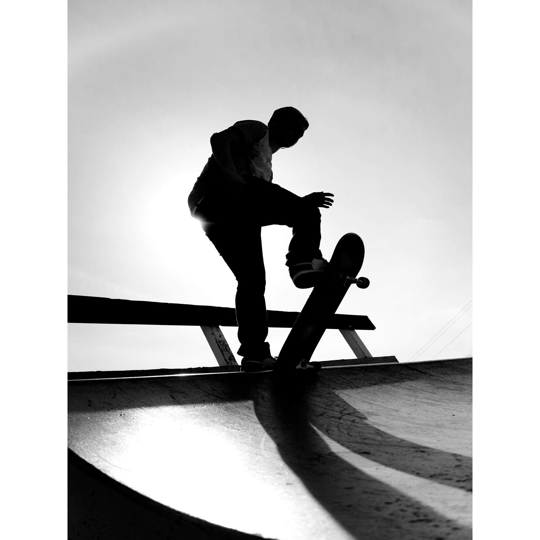 Wee Blue Coo Skateboarding Skater Ramp Silhouette Large Wall Art Poster Print Thick Paper 18X24 Inch