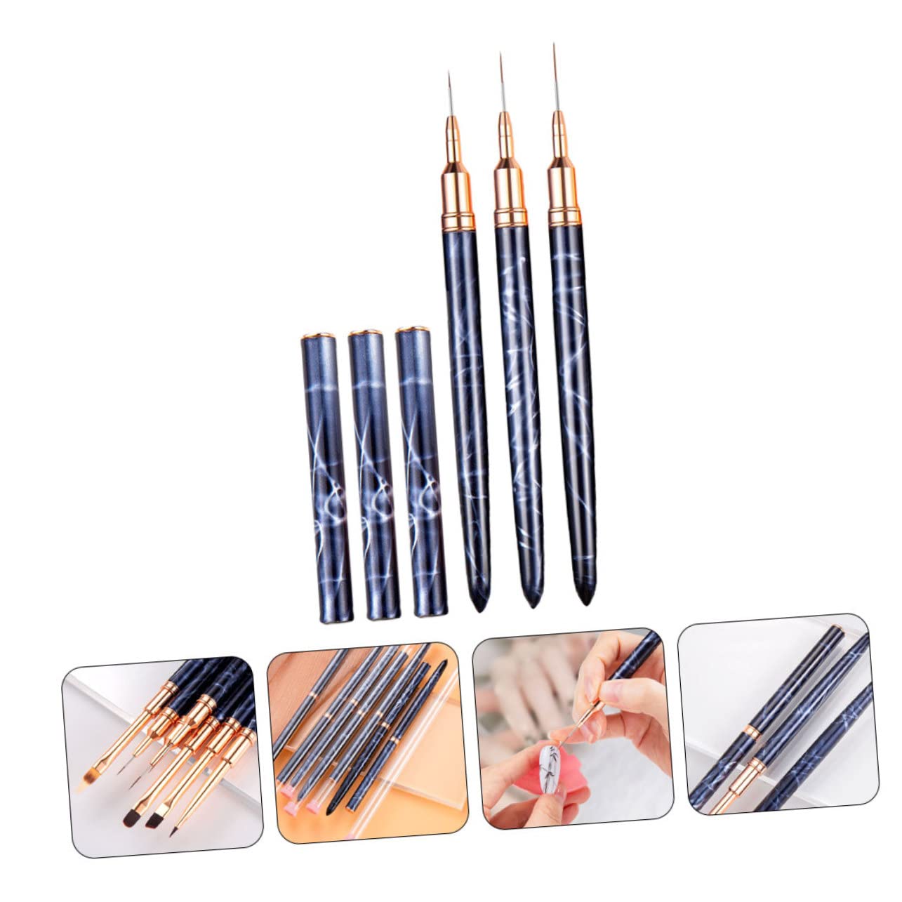 FRCOLOR Kit Di 5 Forniture Per Nail Art Pennello Penna Liner Strumento Per Punteggiatura Per Uso Domestico O in Salone 3 Pezzi * 5
