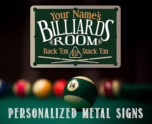 Miniatura 6 de Personalized Billiards Room Sign - Great Pool Room and Game Room Sign, Modern Pool Table Home Decor and Custom Name Gift for Billiard Players, 8x12