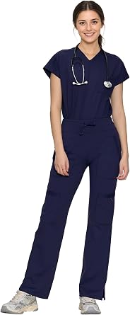 Scrubs for Women Set, V Neck Top & Straight Leg Pants