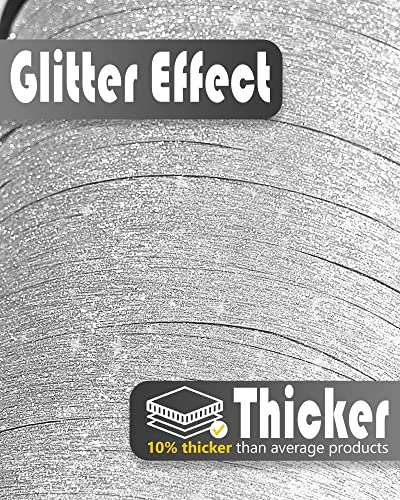 Image of PartyWoo Silver Glitter Ribbon - 500 Yard Curling Ribbon for Balloons, Crafts, Gift Wrapping, Weddings & Floristry (1 Roll)