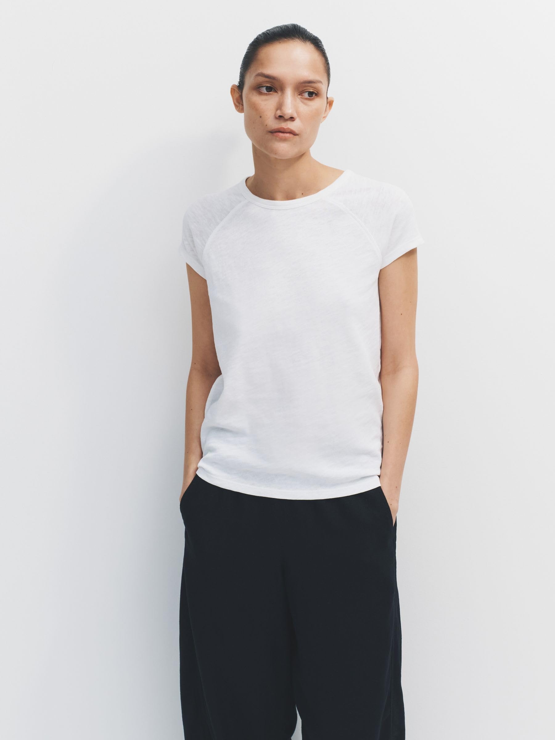 THE SET Femme T-Shirt à Manches Raglan, Lot de 5 | Coupe standard, 100 % coton