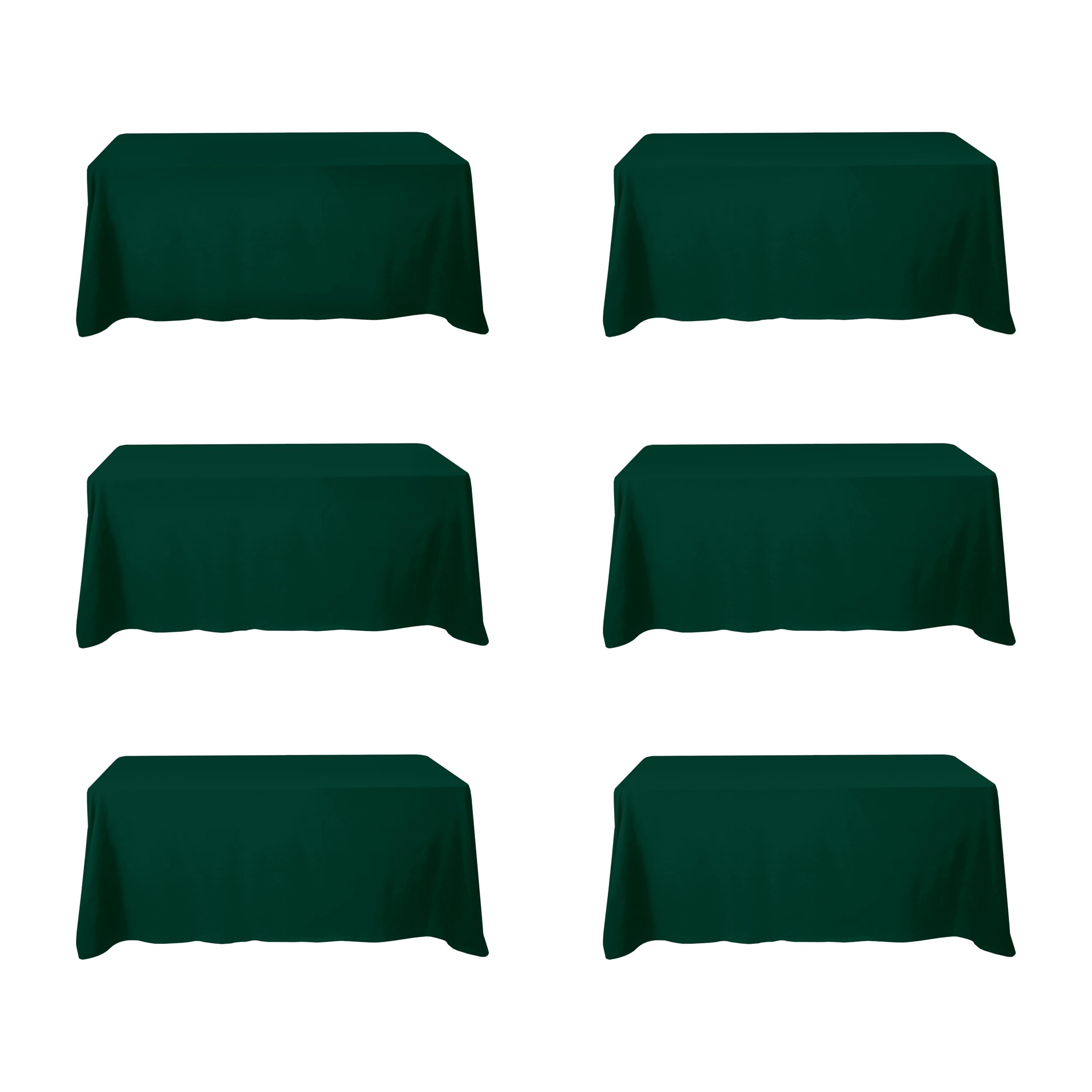 BRILLMAX 6 Pack Hunter Green Tablecloth 90x132 Inch for 6ft Rectangle Table