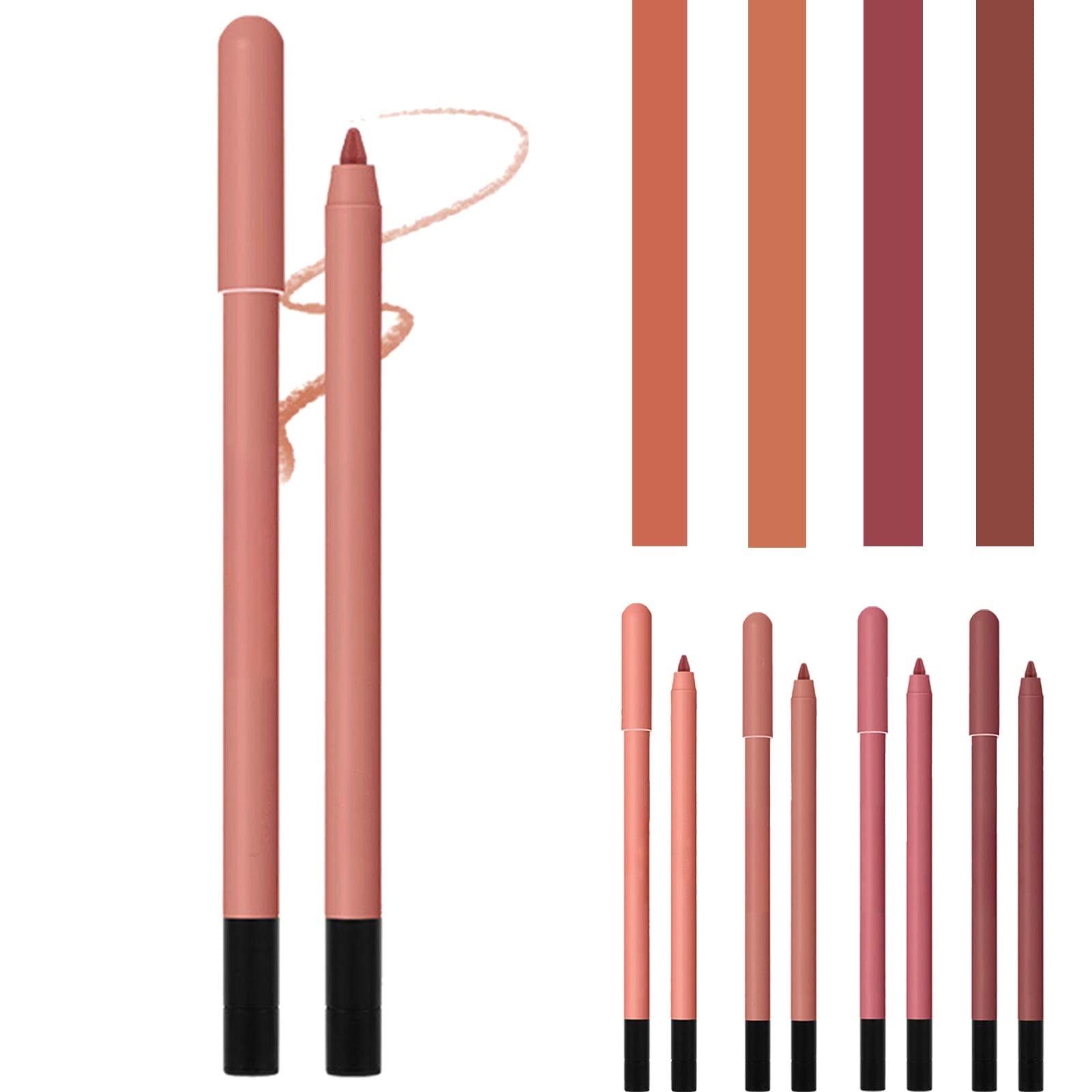 AONAT Lápiz delineador de labios,delineador de labios suave resistente al agua,Lápiz de labios,acabado mate, a prueba de besos, a prueba de color y a prueba de manchas(Albaricoque de miel)