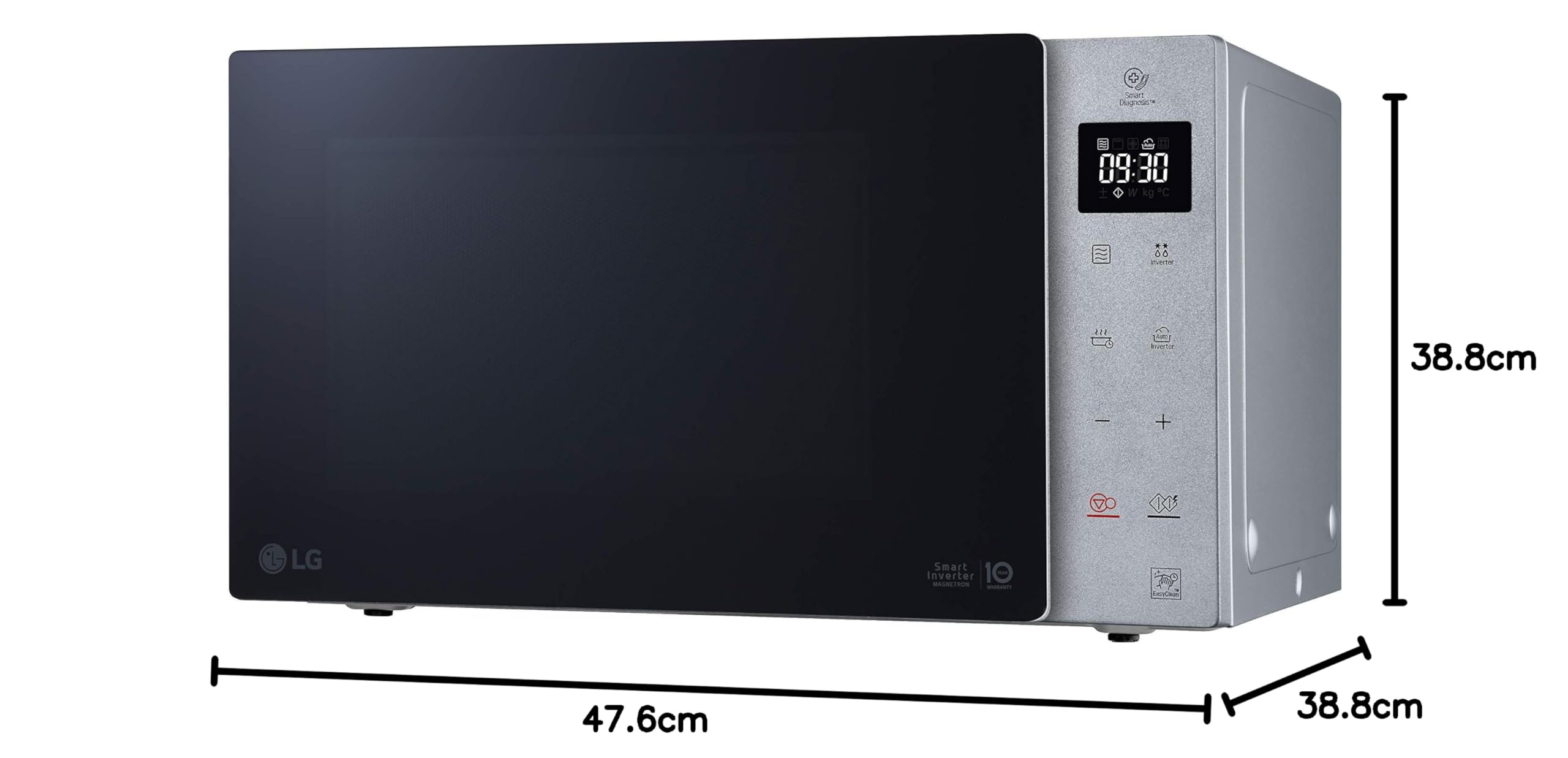 LG Kitchen, MH6565CPS, Forno Microonde Smart Inverter Grill, 5 livelli di potenza, 25 Litri, Inox, 1150 W