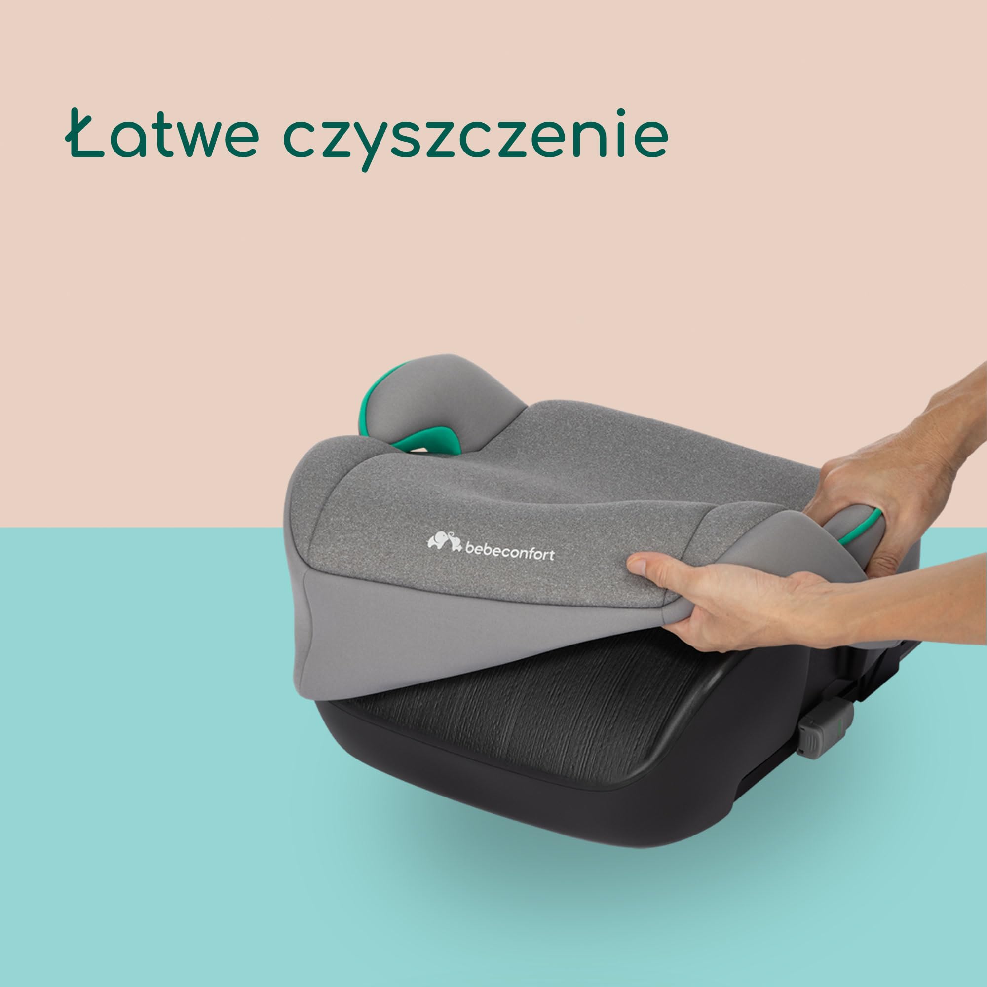 Bebeconfort Manga i-Fix, Booster dla starszaka, Fotelik typu booster z miękką poduszką i systemem ISOFIX, Lekki wyściełany fotelik dla starszaka, 6–12 lat, 22–36 kg, 128–150 cm, Tinted Gray