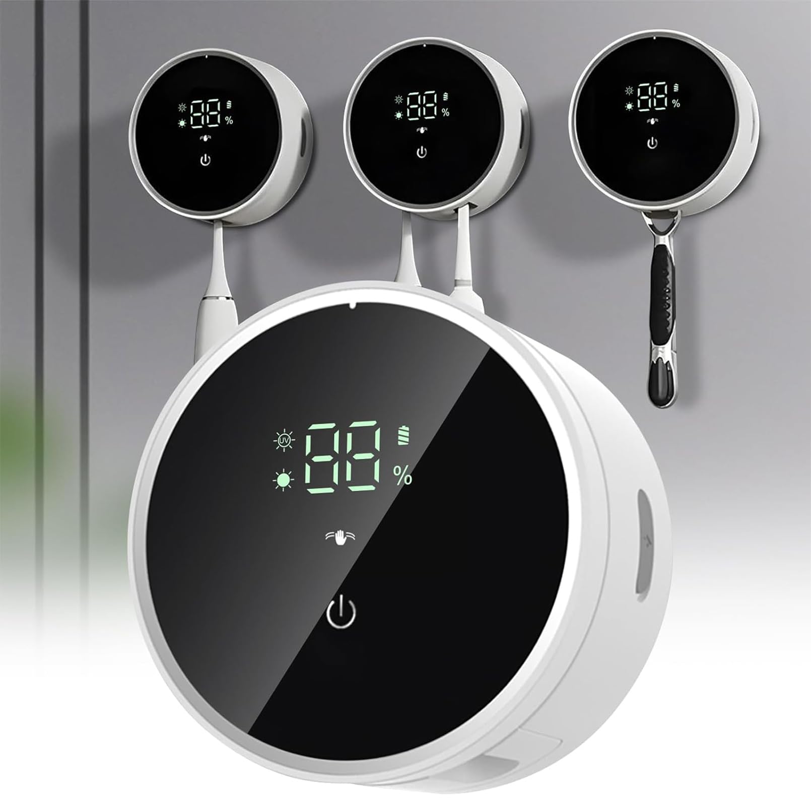 iBetterLife - Soporte para Cepillo de Dientes eléctrico Recargable montado en la Pared, Limpieza y Secado al Aire con Sensor automático Inteligente, Cubierta LED de Apertura/Cierre para el hogar,