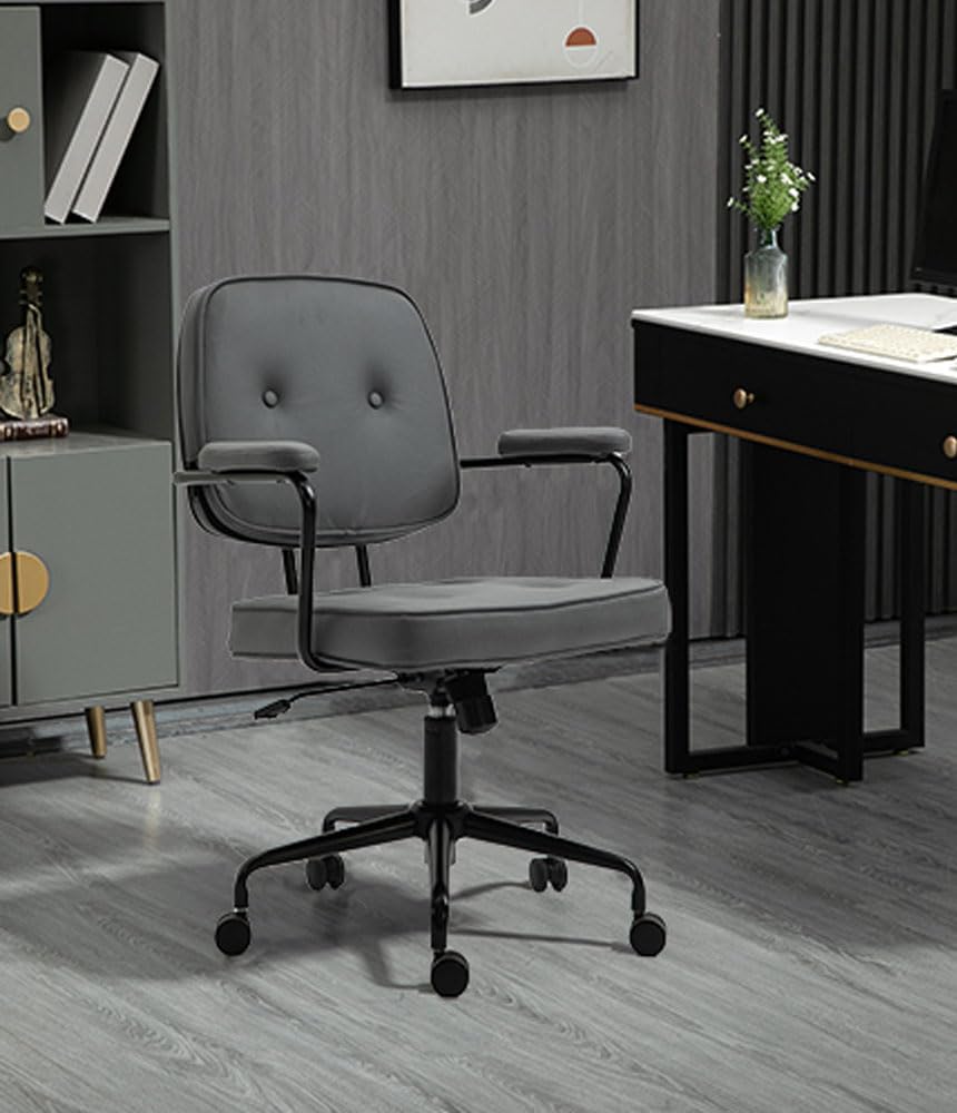 LIMOS Home Office Desk Chairs,Technical Cloth Fabric Computer Chair with Padded Armrests Back Support,Swivel Office Chair for Adults, Teen (Dark grey)