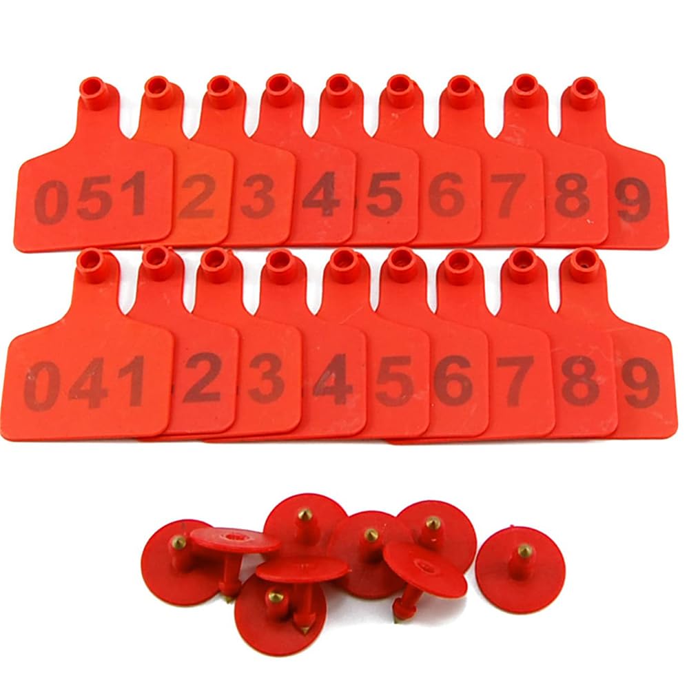 Znaczniki dla zwierząt, Kolczyki dla zwierząt gospodarskich Wielokolorowe numerowane 001-300 TPU Dla bydła Owce Kozy(Red,201-300)