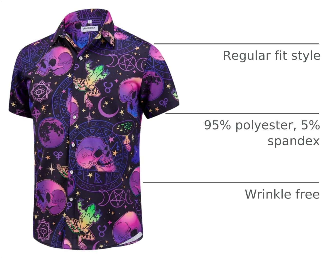 J&DHUASHA Mens Halloween Shirt Fun Pumpkins Short Sleeve Button Down Hawaiian Dress Shirts image 4