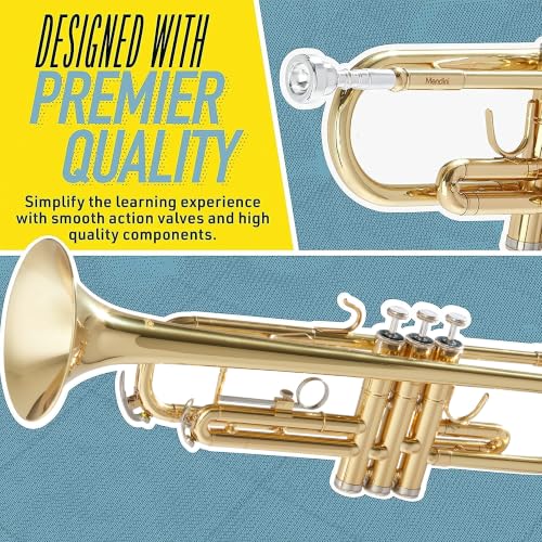 Image of Mendini By Cecilio Bb Standard Trumpet Set for Beginners - Sky Blue