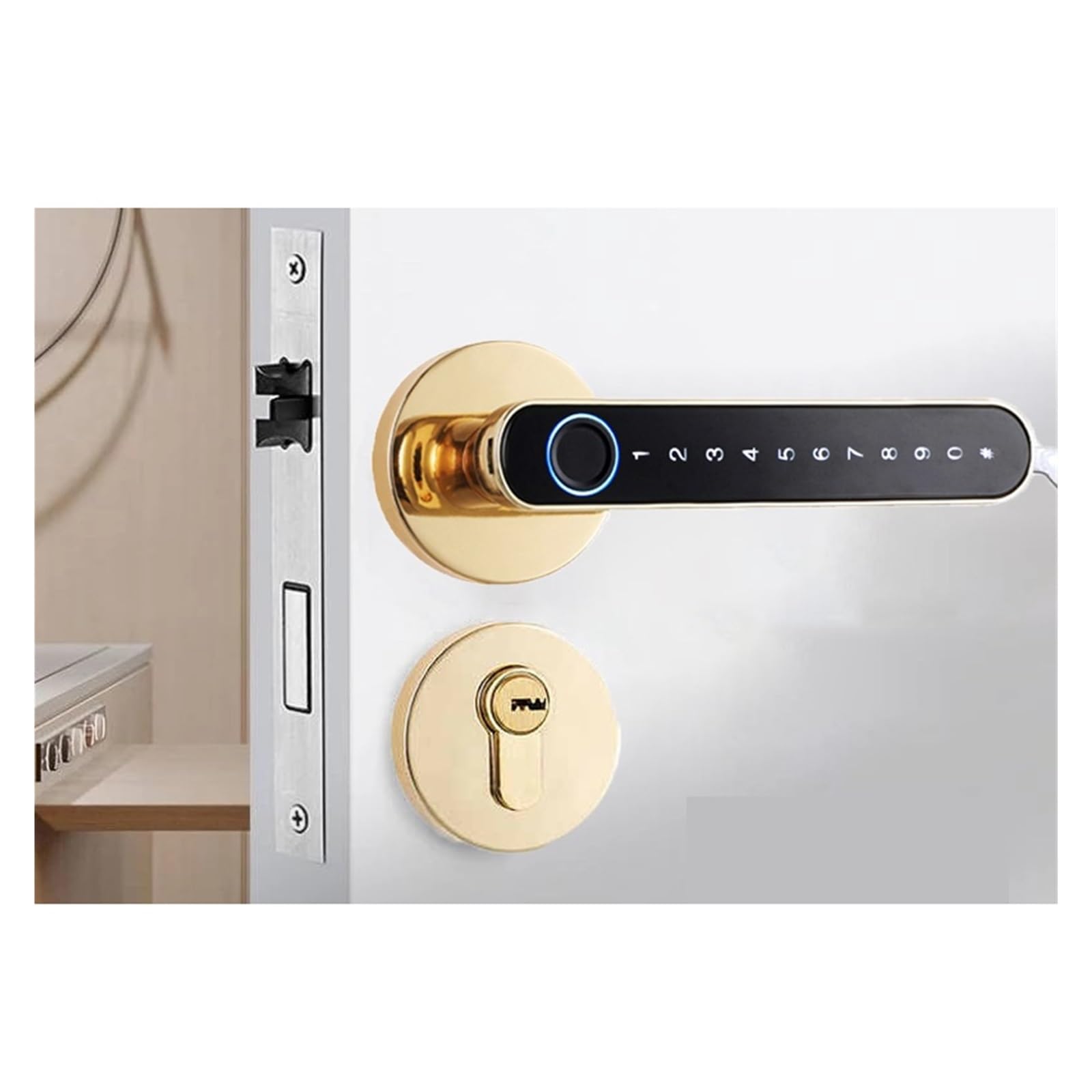 Smart Lock, Combination Lock, Fingerprint Door Lock, Door Lock Code Fingerprint Door Knob Keyless Entry Door Lock with Handle for Home Hotel Office Apartment (Color : 3200black) (3201siliver 01)