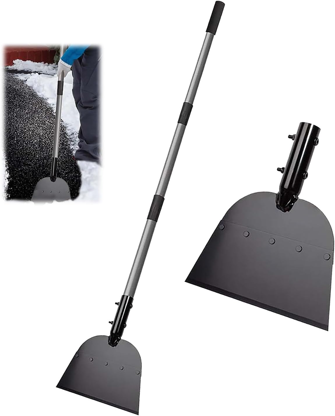 Flat Shovel, Snow Shovel, Garden Cleaning Scraper, Ice Scraper, 54 inch Snow Ice Chopper for Walkway, Ice Removal Tool for Road Outdoor Garden Cleaning Scraper, Weed Remove Tool for Lawn Edging