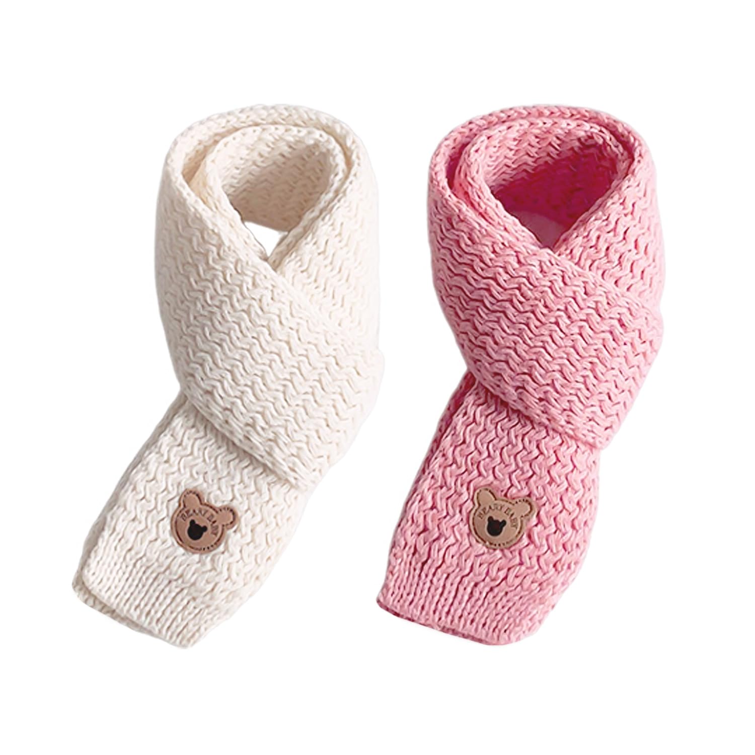 2 Pieces Of Bear Scarf For Children, Cute Warm Scarf, Windproof Scarf, Soft Knitted Scarf, Versatile Scarf