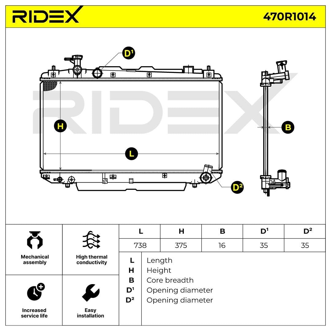 RIDEX 470R1014 Radiador refrigeración del motor Compatible con TOYOTA RAV 4 II CLA2, XA2, ZCA2, ACA2