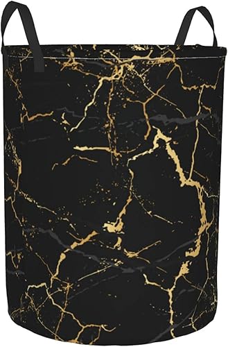 Miniatura 2 de Gbuzozie Cesta redonda de mármol negro para ropa sucia, cesta de almacenamiento con textura de mármol, cesta organizadora de ropa para juguetes,