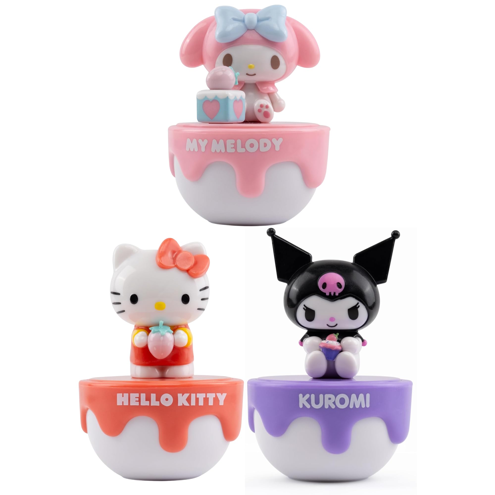 Hello Kitty Action Figure, Blind Bag, Flasheez, Erasers & Slime Bundles - (Strawberry Cake Surprise Figures - Set of 3) — image 1
