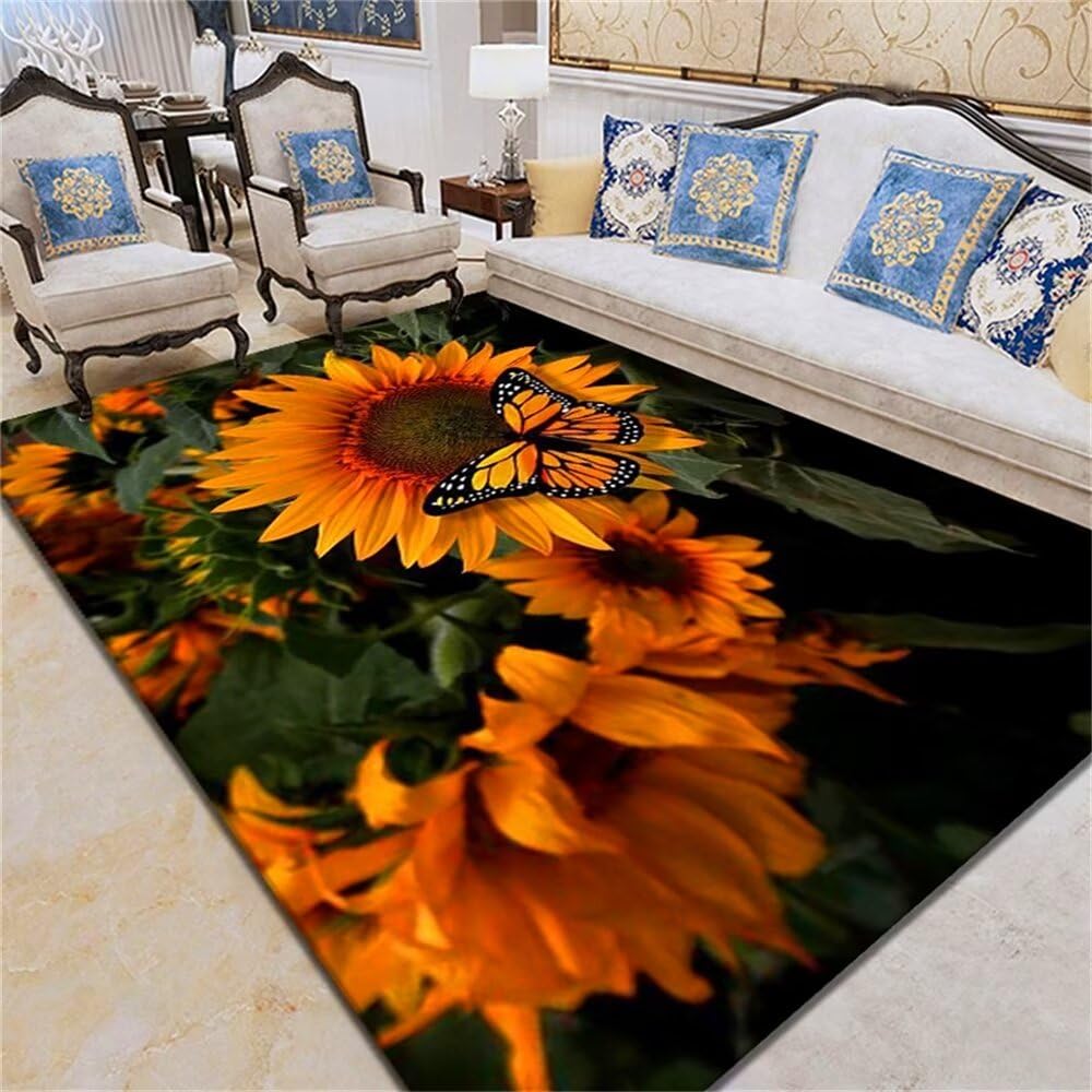 Tapis de salle à manger à fleurs pour réchauffer la chambre ado et le salon
