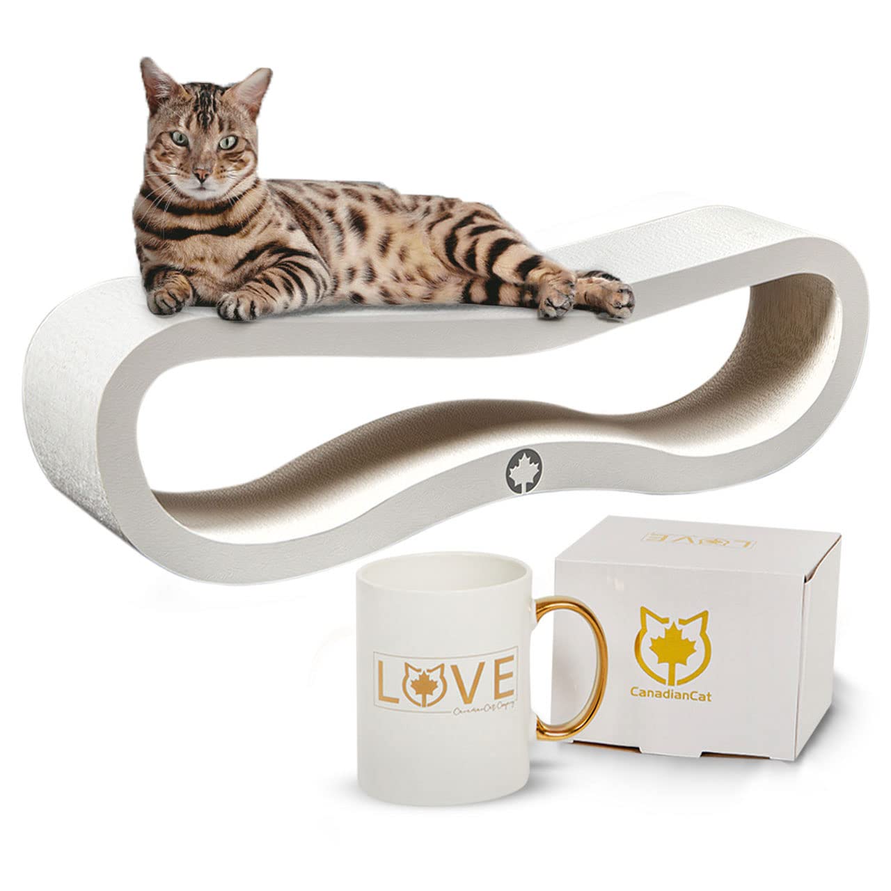 CanadianCat Company | White Edition - Set | Kratzbrett Orbit 2.0 + Limitierte Tasse Love
