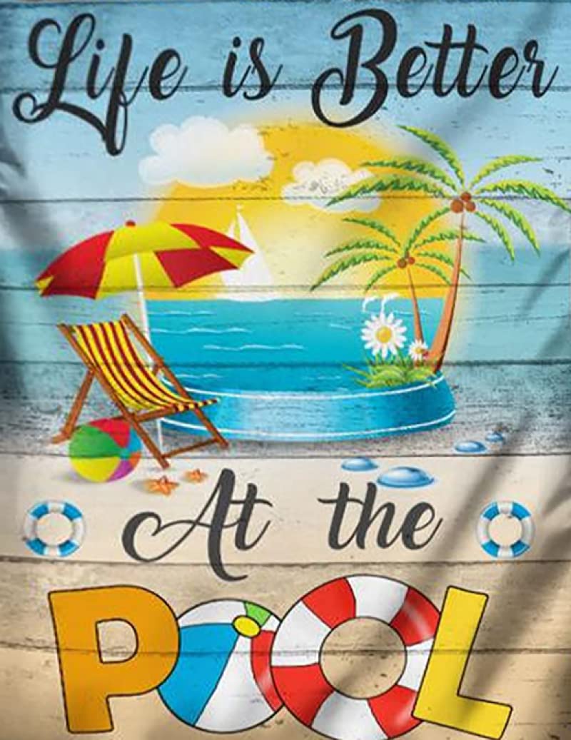 Metallschild „Life Is Better By The Pool“ – Retro-Wanddekoration, 30,5 X 20,3 Cm, Wetterfest, Für Innen & Außen